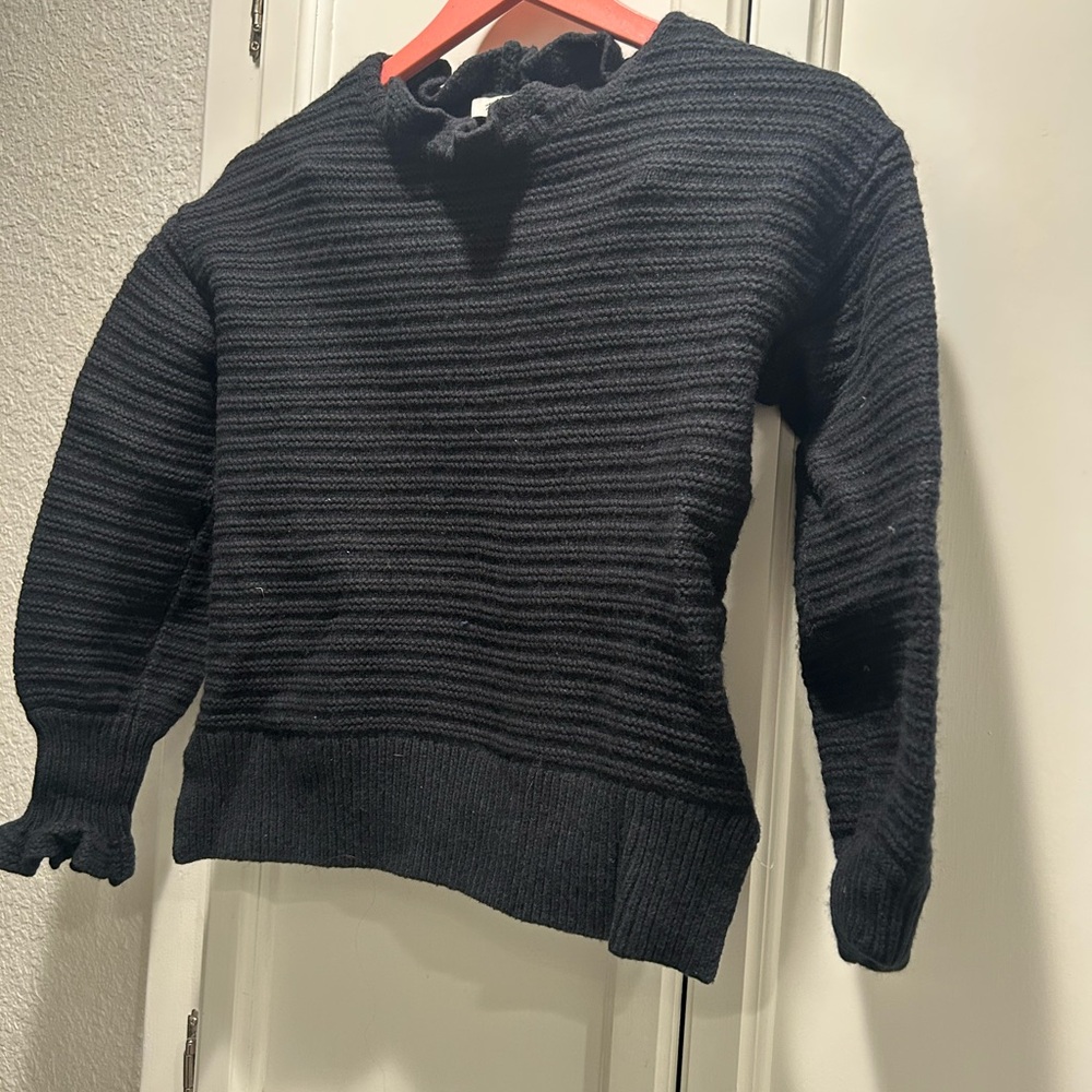 Madewell Black Ribbed Crew Neck Sweater